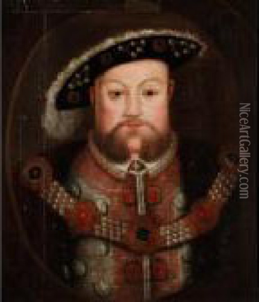 Portrait Of King Henry Viii Oil Painting - Hans Holbein the Younger