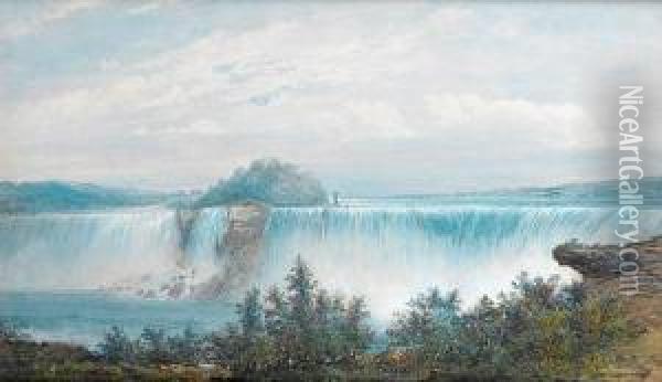 Niagara Falls Oil Painting - Charles Nicholls Woolnoth