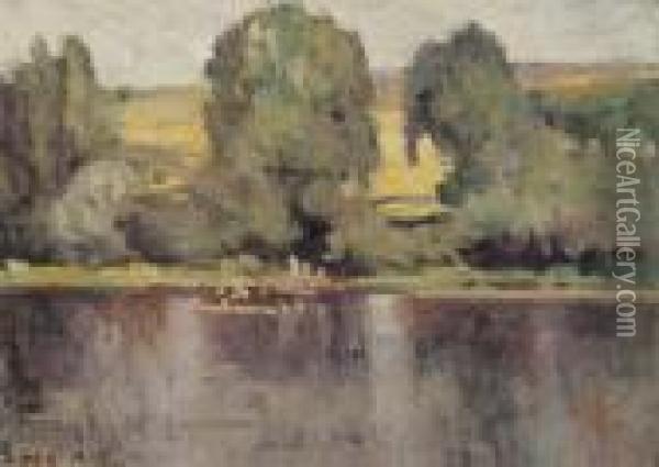 La Seine A Rolleboise Oil Painting - Maximilien Luce