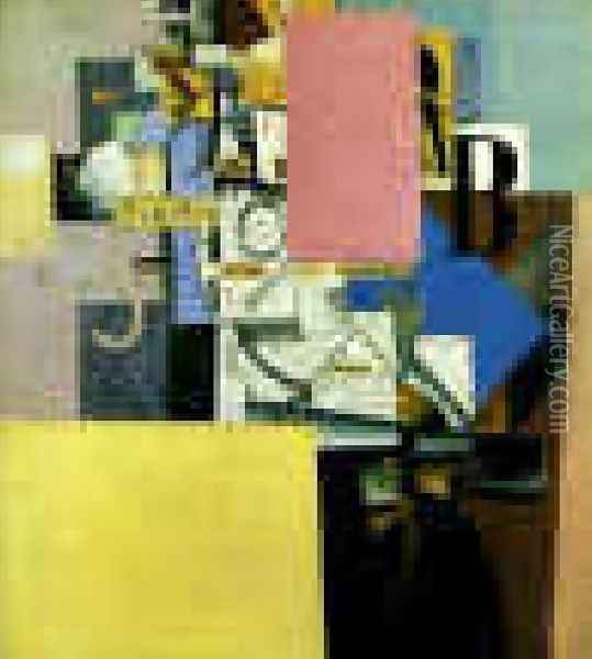 A Lady At The Poster Column Oil Painting - Kazimir Severinovich Malevich