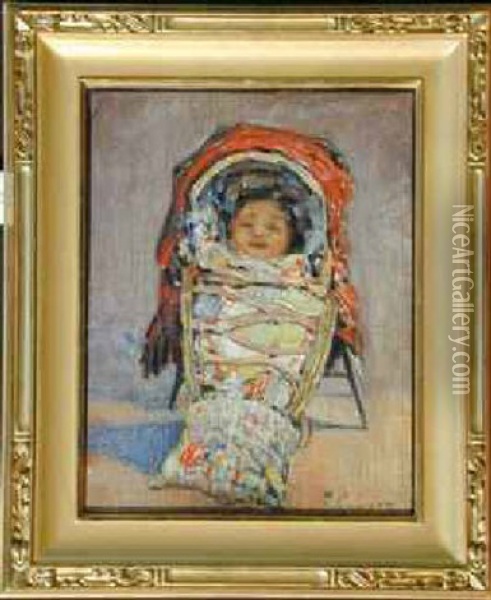 Baby In A Cradleboard Oil Painting - Frank Coburn