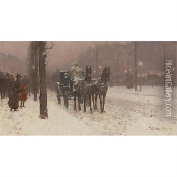 Paris, Winter Day Oil Painting - Childe Hassam
