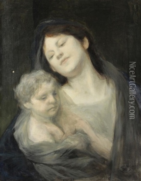 Madonna Oil Painting - Gabriel von Max