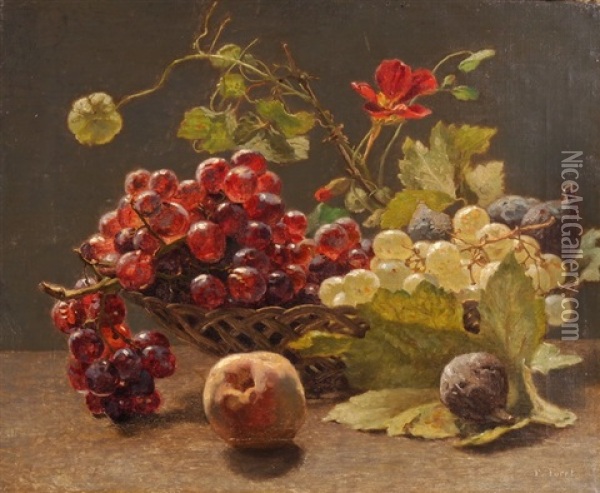 Weisse Und Rote Trauben In Fruchtekorb Oil Painting - Francois Furet