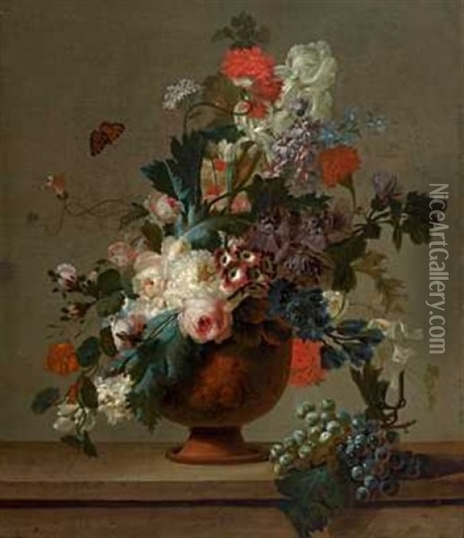 Blomsterstilleben I Antikk Vase Oil Painting - Pieter Faes