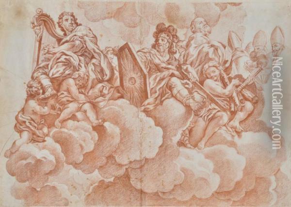Classical Figures On A Cloud Oil Painting - Pietro Dandini