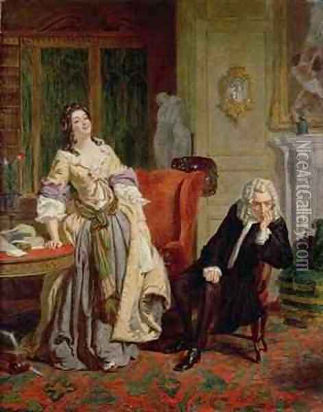 The Rejected Poet Alexander Pope and Lady Mary Wortley Montagu in 1863 Oil Painting - William Powell Frith