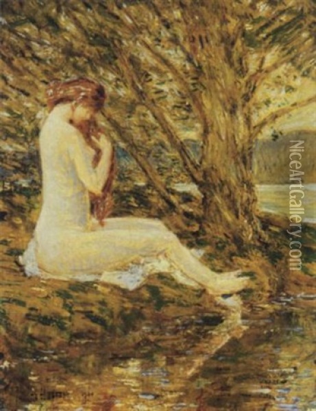 Under The Willows Oil Painting - Childe Hassam