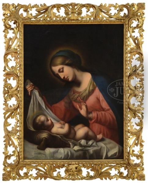 Madonna And Child Oil Painting - Achille Leonardi