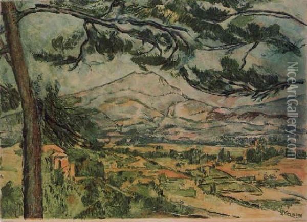 La Montagne Sainte-victoire (gineste/pouillon E639) Oil Painting - Paul Cezanne