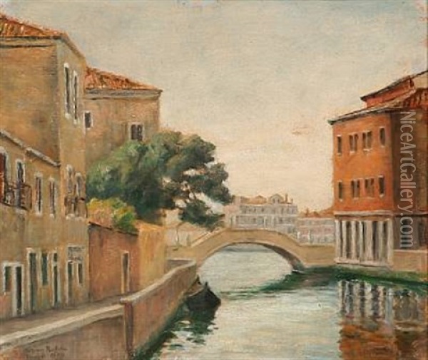 Kanal I Venezia Oil Painting - Johan Rohde