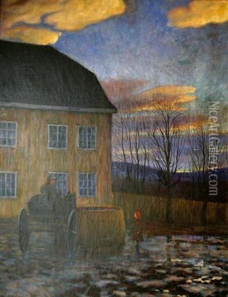 Maneskinn Oil Painting - Ludvig Lars Eriksen