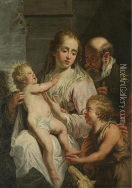The Holy Family With The Infant Saint John The Baptist Oil Painting - Cornelis I Schut