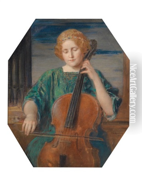 Madchen Mit Cello Oil Painting - Friedrich August von Kaulbach