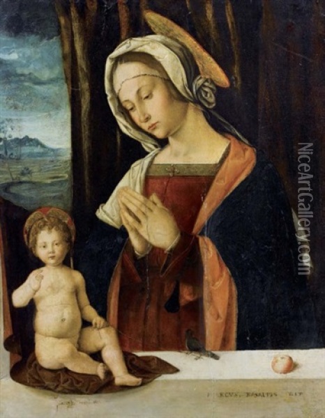 La Vierge A L'enfant Avec Un Chardonneret Oil Painting - Giovanni Speranza