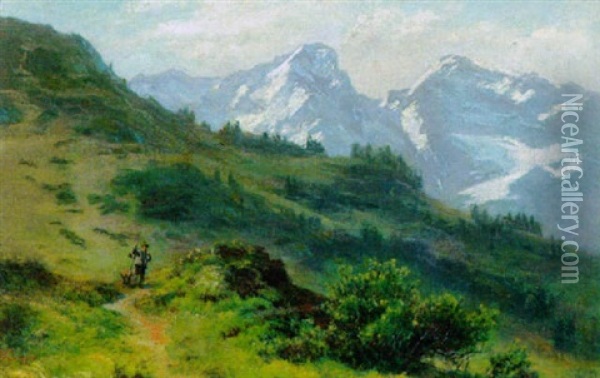 Alm - Hinterris / Tirol Oil Painting - Ludwig Correggio