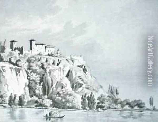 Castello dAngera on the Banks of the Lake Maggiore on the Simplon Pass Oil Painting - Thomas Naudet