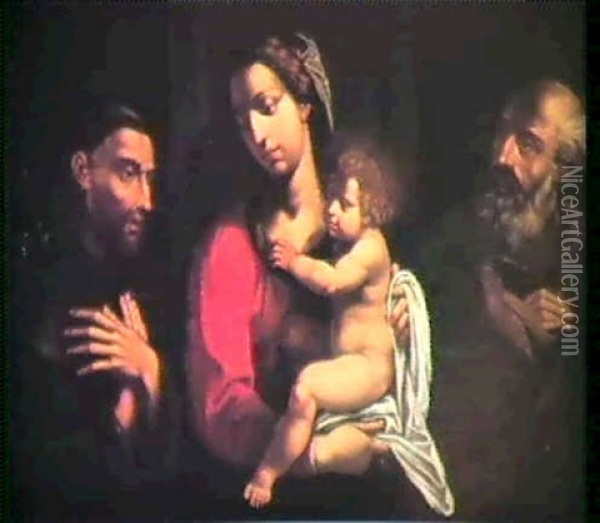 The Holy Family With Saint Francis Oil Painting - Giuseppe Cesari