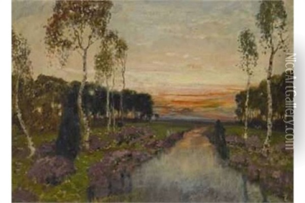 Abend In Der Heide Oil Painting - Karl Heffner