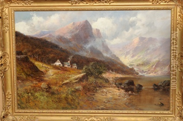 View At Capel Curig, North Wales Oil Painting - William Langley