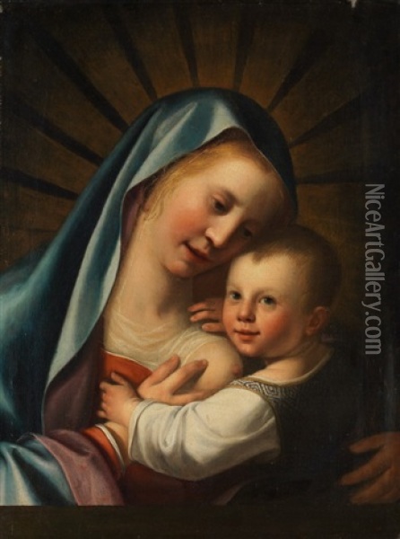 Madonna Mit Kind Oil Painting - Giovanni Battista Salvi (Il Sassoferrato)