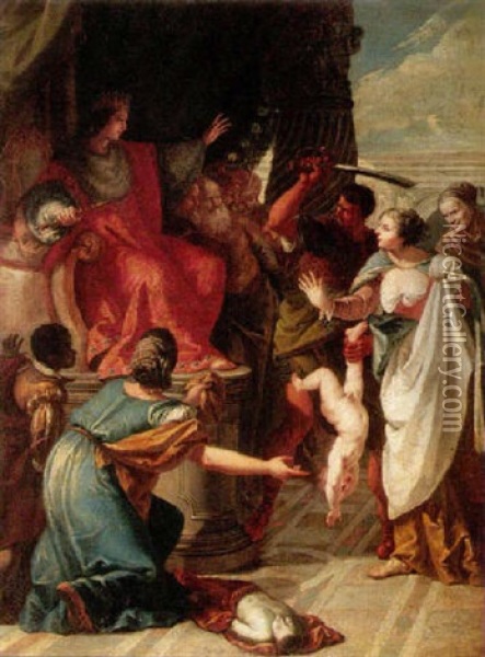 The Judgment Of Solomon Oil Painting - Francesco Salvator Fontebasso