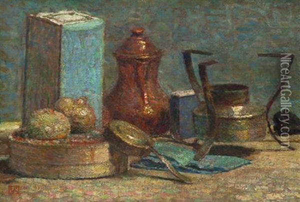 Still Life With Copper Coffee Pot Oil Painting - Theo van Rysselberghe