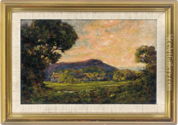 Afterglow; And Evening On The Sussex Hills Oil Painting - Harold Goldthwaite