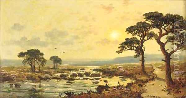 On the moors, Yorkshire Oil Painting - Edward H. Niemann