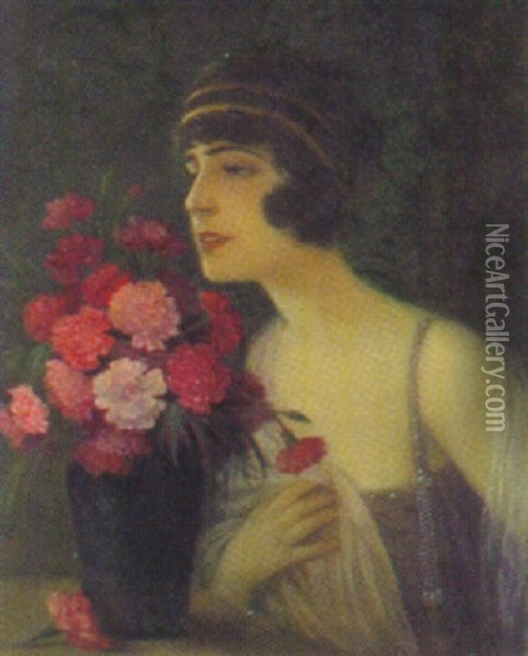 Portrait Einer Junger Frau Oil Painting - Anton Kaulbach
