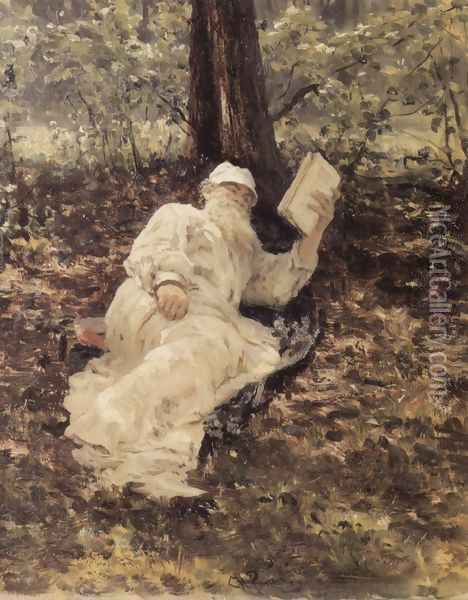 Portrait of Lev Tolstoy 1893 Oil Painting - Ilya Efimovich Efimovich Repin