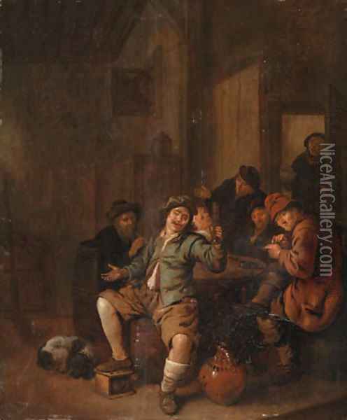 Peasants carousing in an inn Oil Painting - Jan Miense Molenaer