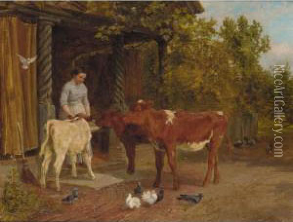 Feeding Time Oil Painting - Charles Collins