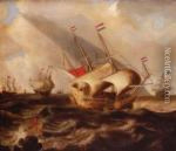 Batalla Naval Oil Painting - Ludolf Backhuysen