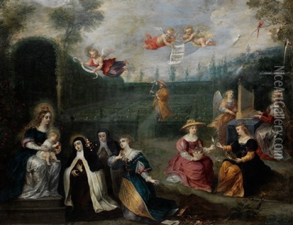 Virgen Y Santas Oil Painting - Simon de Vos