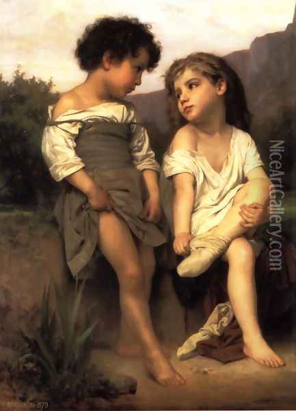 Au Bord du Ruisseau (At the Edge of the Brook) Oil Painting - William-Adolphe Bouguereau