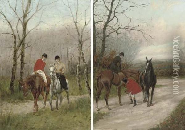 A Ride Through The Woods; And The Morning Ride Oil Painting - George Wright