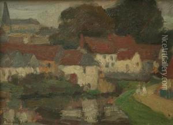 Town On The Somme Oil Painting - Emanuel Phillips Fox