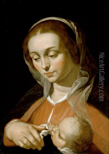 Madonna And Child Oil Painting - Abraham Bloemaert