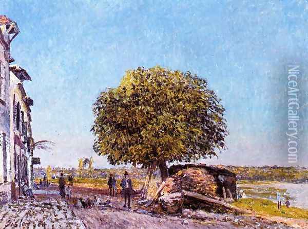 Chestnut Tree at Saint-Mammes Oil Painting - Alfred Sisley