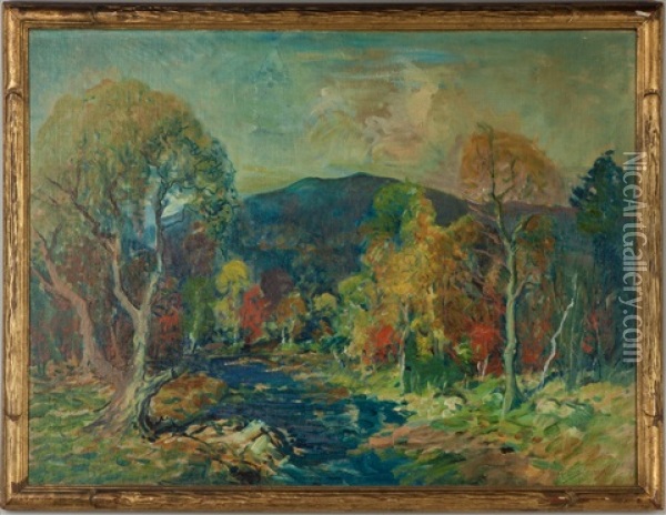 Autumn Mountain Landscape With Stream Oil Painting - Arthur Clifton Goodwin