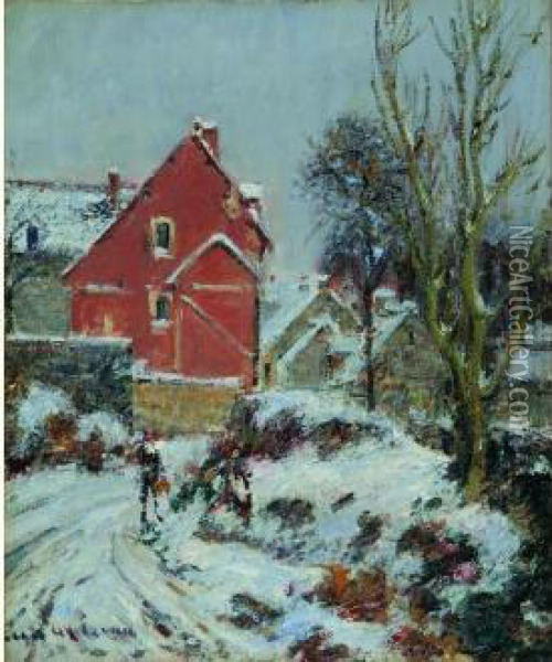  Effet De Neige A Chaponval, Pontoise, 1905  Oil Painting - Gustave Loiseau