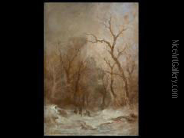 Winterlandschaft Mit Reisigsammlern Oil Painting - Remigius Adriannus van Haanen