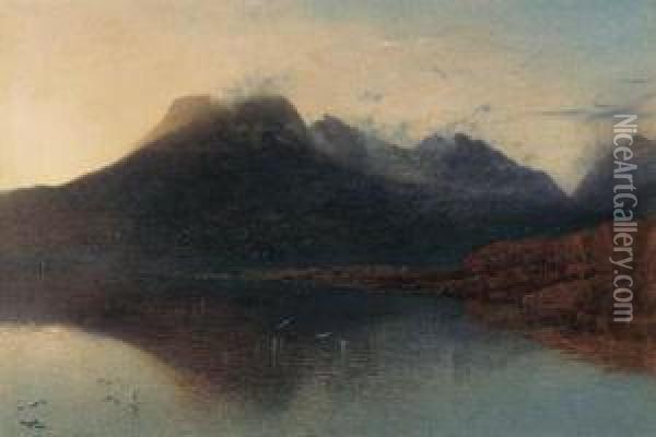 Loch Slapin, Isle Of Skye, In Evening Light Oil Painting - Alfred William Hunt
