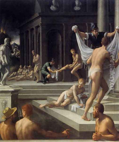 Baths at Pozzuoli 1570-72 Oil Painting - Girolamo Del Crocifissaio (see Macchietti)
