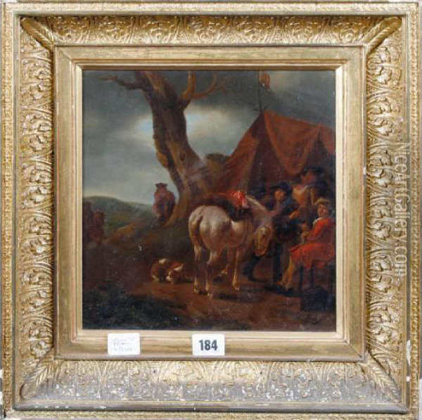 An Encampment With A Horse And Figures Oil Painting - Pieter Wouwermans or Wouwerman
