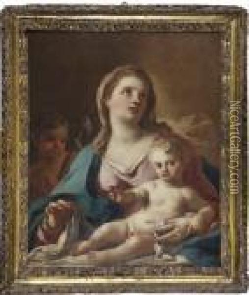Madonna Con Il Bambino E San Giovannino Oil Painting - Francesco Solimena