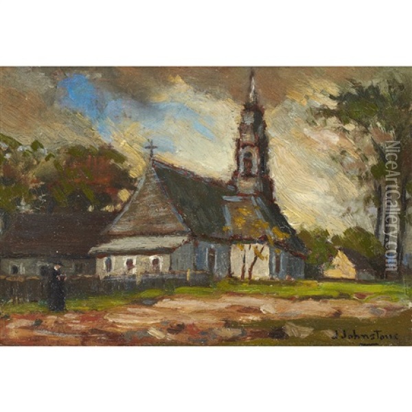 Old Church, Pointe-aux-trembles Oil Painting - John Young Johnstone