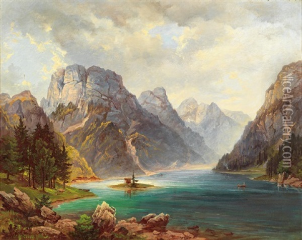 Blick Auf Den Raibler See Oil Painting - Jakob Canciani