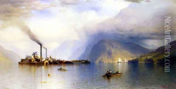 Storm King on the Hudson Oil Painting - Samuel Colman